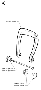 Handle Diagram and Parts List for 225BV 19970500001-Current Husqvarna Leaf Blower / Vacuum