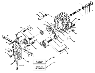Pump Assembly Diagram and Parts List for YT161H (127589)(1990-11) Husqvarna Lawn Tractor