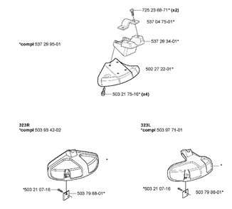 Guard Diagram and Parts List for 323L 2005-03 Husqvarna Trimmer
