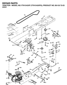 Drive Diagram and Parts List for YTH1542XP (954567253)(2003-03) Husqvarna Lawn Tractor
