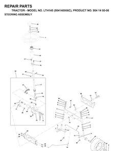 Steering Diagram and Parts List for LTH145 (954140006C)(1998-02) Husqvarna Lawn Tractor