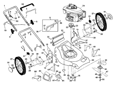Handle And Deck Assembly Diagram and Parts List for 5521CH (954223234-B)(2003-03) Husqvarna Lawn Mower