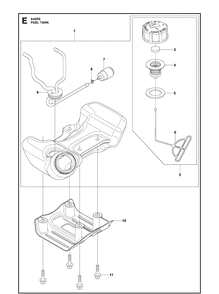 Fuel Tank Diagram and Parts List for 543RS 20192200001-Current Husqvarna Brush Cutter