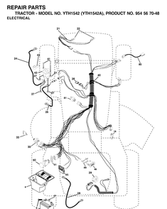 Electrical Diagram and Parts List for YTH1542 (954567048)(2000-11) Husqvarna Lawn Tractor