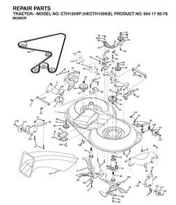 Mower Deck / Cutting Deck Diagram and Parts List for CTH150XP (HECTH150KB)(2003-01) Husqvarna Lawn Tractor