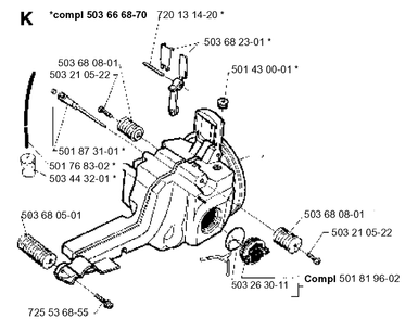 Fuel Tank Diagram and Parts List for 262XP 1993-12 Husqvarna Chainsaw