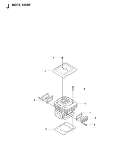 Cylinder Diagram and Parts List for 180BF 20084000001-Current Husqvarna Leaf Blower / Vacuum