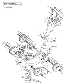 Frame And Engine Diagram and Parts List for WB48S  Husqvarna Lawn Mower