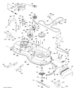 Mower Deck / Cutting Deck Diagram and Parts List for YTH22V46 (96043018500)(2013-09) Husqvarna Lawn Tractor