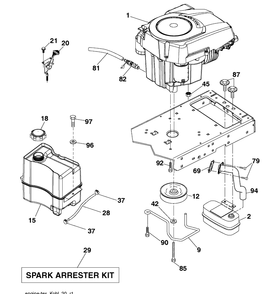 Engine Diagram and Parts List for YTH20K46 (917289543)(2010-02) Husqvarna Lawn Mower