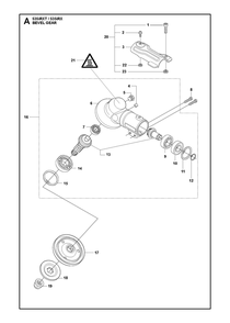 Bevel Gear Diagram and Parts List for 535IRX  Husqvarna Brush Cutter