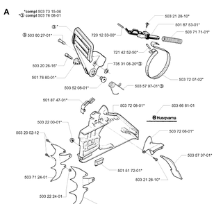 Chain Brake Diagram and Parts List for 395XP/ (XPG)(20010100001-20034000000) Husqvarna Chainsaw