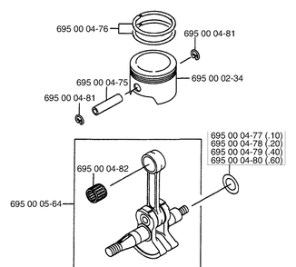 Piston And Crankshaft Diagram and Parts List for 145BT 1997-05 Husqvarna Leaf Blower / Vacuum
