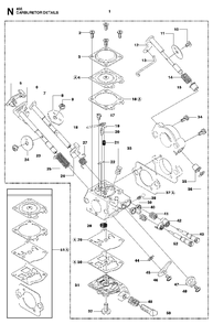 Carburetor Details Diagram and Parts List for 455ERANCHER 2013-01 Husqvarna Chainsaw