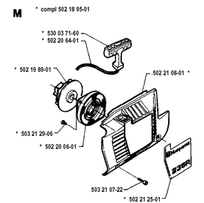 Starter Diagram and Parts List for 235R 19930600001-19940600000 Husqvarna Brush Cutter