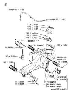 Fuel Tank Diagram and Parts List for 3120 19900100001-19942300000 Husqvarna Chainsaw