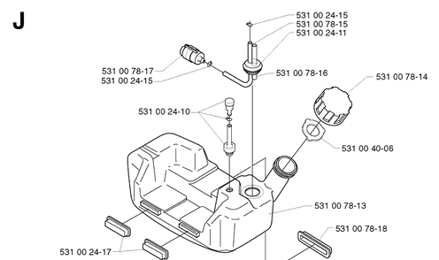 Fuel Tank Diagram and Parts List for 142R 20001900001-Current Husqvarna Brush Cutter