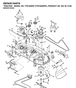 Mower Deck / Cutting Deck Diagram and Parts List for YTH1848XP (954567260)(2002-02) Husqvarna Lawn Tractor