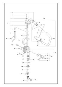 Cylinder, Piston And Muffler Diagram and Parts List for 356BTX  Husqvarna Leaf Blower / Vacuum