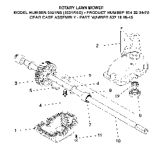 Gear Case Diagram and Parts List for 5521RSD (954223470, 532188645)(2004-07) Husqvarna Lawn Mower
