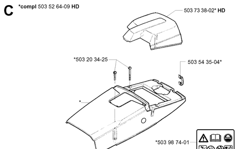 Cover Diagram and Parts List for 395XP/ (XPG)(20051800001-20070100000) Husqvarna Chainsaw