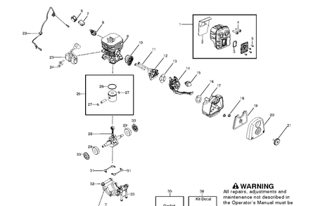 Engine Diagram and Parts List for 125BX 952715645 Husqvarna Leaf Blower / Vacuum