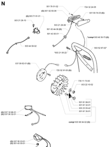 Electrical Diagram and Parts List for 395XP/ (XPG)(20051800001-20070100000) Husqvarna Chainsaw