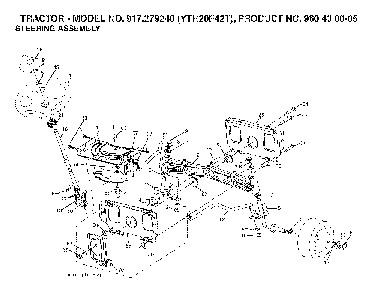 Steering Diagram and Parts List for YTH20F42T (917279240, 960430005)(2006-02) Husqvarna Lawn Tractor