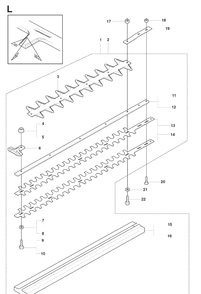 Cutting Equipment Diagram and Parts List for 325HD60 (X-SERIES)(20081400001-20090400000) Husqvarna Hedge Trimmer