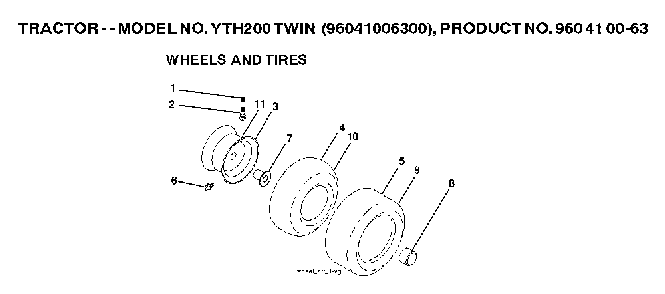 Wheels And Tires Diagram and Parts List for YTH200TWIN (96041006400)(2007-10) Husqvarna Lawn Tractor