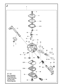 Carburetor Details Diagram and Parts List for 356BF  Husqvarna Leaf Blower / Vacuum