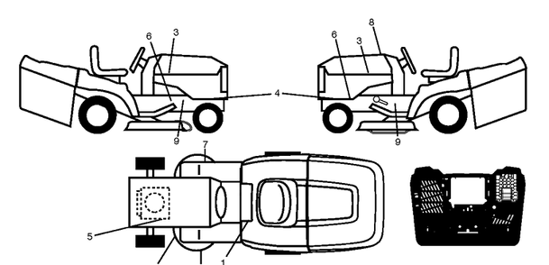 Decals Diagram and Parts List for TC138L (96051018900)(2019-08) Husqvarna Lawn Tractor
