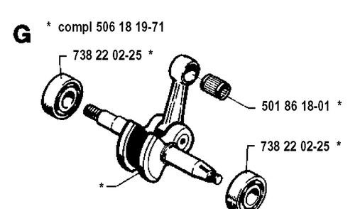 Crankshaft Diagram and Parts List for 262XP 19924400001-19942300000 Husqvarna Chainsaw