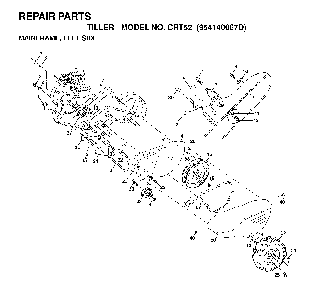 Mainframe, Left Side Diagram and Parts List for CRT52 (954140067D)(1999-03) Husqvarna Tiller