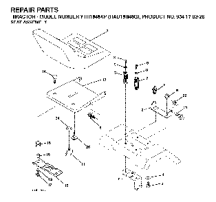 Seat Diagram and Parts List for YTH1848XP (HAU18H48G, 954170226)(2004-09) Husqvarna Lawn Tractor