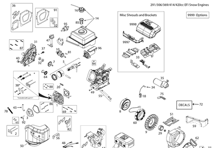 Engine Diagram and Parts List for ST427T  Husqvarna Snow Blower