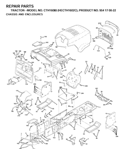 Chassis And Enclosures Diagram and Parts List for CTH160II (HECTH1602C)(2001-02) Husqvarna Lawn Tractor