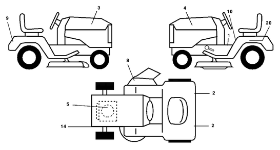 Decals Diagram and Parts List for LTH1342 (954567031-C)(2001-11) Husqvarna Lawn Tractor