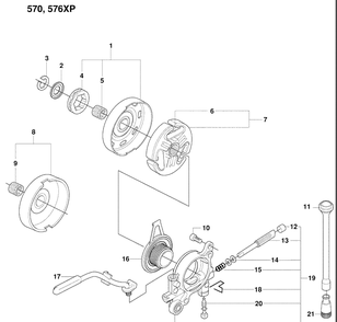 Clutch / Drum / Oiler Diagram and Parts List for 570EPA 2009-01 Husqvarna Chainsaw