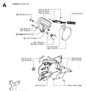 Chain Brake Diagram and Parts List for 55 (RANCHER)(20001900001-20051400000) Husqvarna Chainsaw