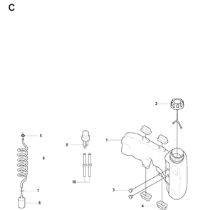 Fuel Tank Diagram and Parts List for 325HS75 (X-SERIES)(20081800001-Current) Husqvarna Hedge Trimmer