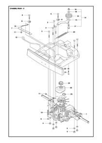 Chassis Rear Diagram and Parts List for R318X 2023 Husqvarna Lawn Tractor