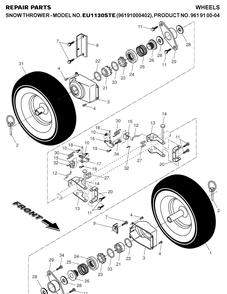 Wheels And Tires Diagram and Parts List for 1130STE (96191000402)(2007-01) Husqvarna Snow Blower