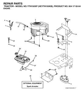 Engine Diagram and Parts List for YTH150XP (HEYTH150KB)(2004-01) Husqvarna Lawn Tractor