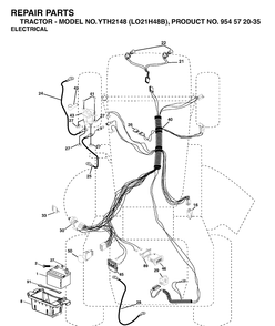 Electrical Diagram and Parts List for YTH2148-LO21H48B 2004-03 Husqvarna Lawn Tractor