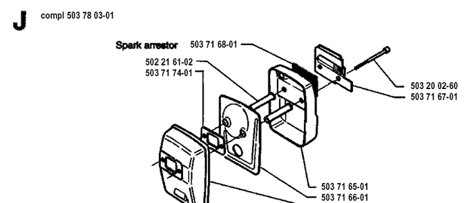Muffler Diagram and Parts List for 225LD 19942300001-19951000000 Husqvarna Edger