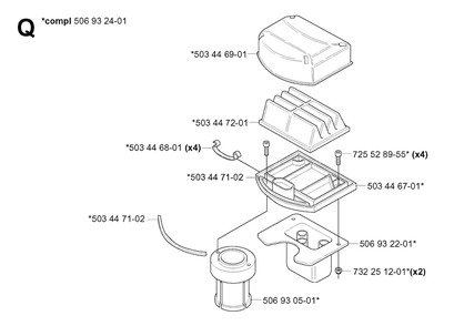 Air Filter Diagram and Parts List for PF18 (953522401)(2004-06) Husqvarna Lawn Tractor