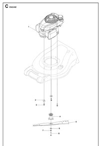 Engine And Cutting Equipment Diagram and Parts List for L221A 96799300100 Husqvarna Lawn Mower