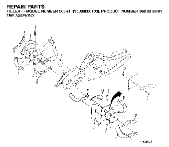 Tine Assembly Diagram and Parts List for 500RTT (96093000100)(2004-11) Husqvarna Tiller
