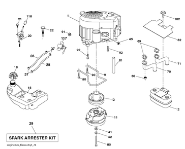 Engine Diagram and Parts List for TS354 (96041042800)(2018-12) Husqvarna Lawn Tractor